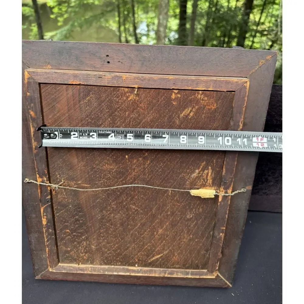 ANTIQUE Solid Wood Picture Frame Wood Back Glass Front 16.5” X 14” Beautiful!